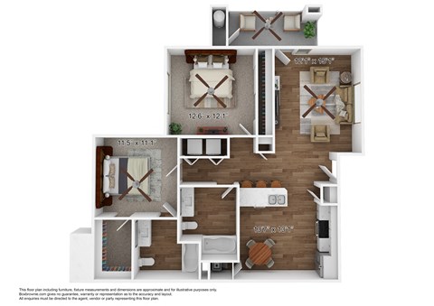 Floor plan for 2 beds, 2 baths, 1084 sqft
